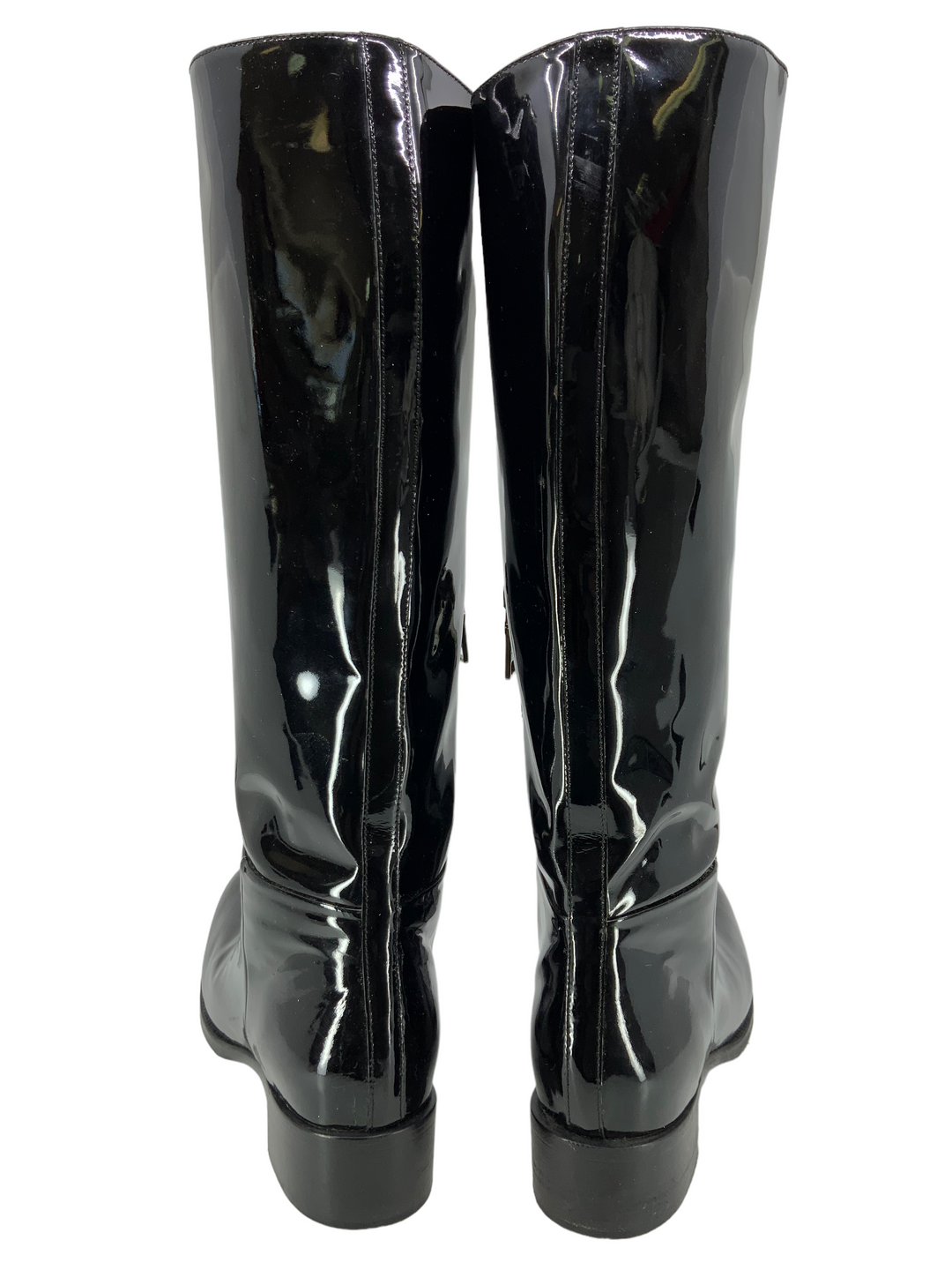 PRADA Patent Leather Mid Calf Boots Size 6.5 - Consigned Designs PRADA Patent Leather Mid Calf Boots Size 6.5 - Consigned Designs