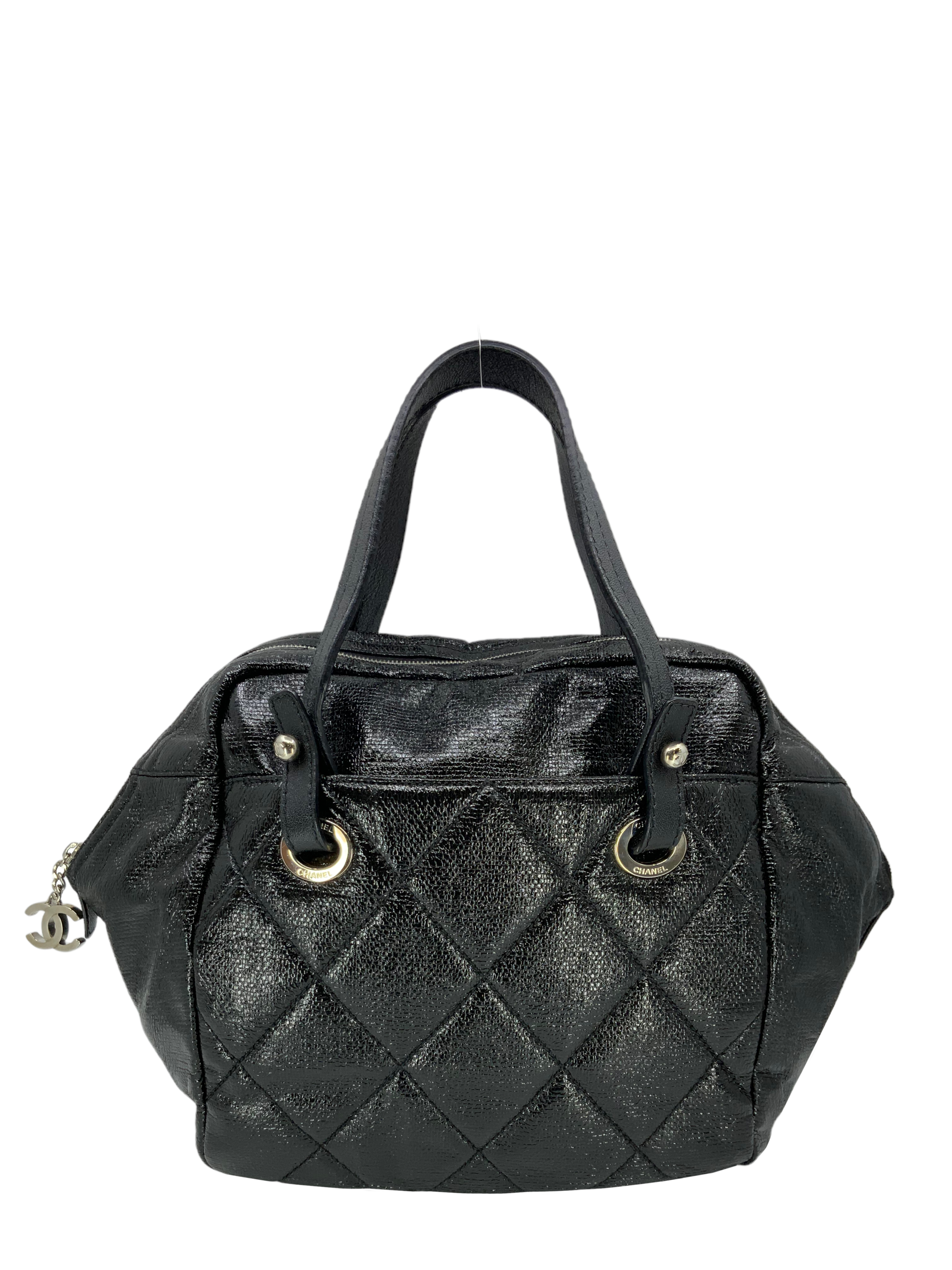 CHANEL Quilted Coated Leather Large Bowling Bag