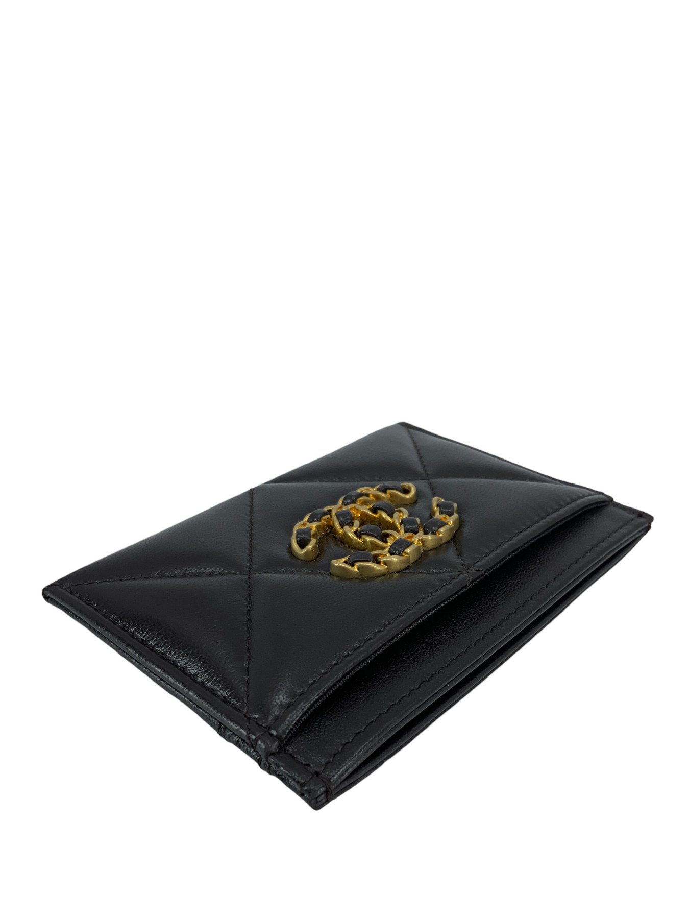 CHANEL Lambskin Quilted Chanel 19 Card Holder - Consigned Designs