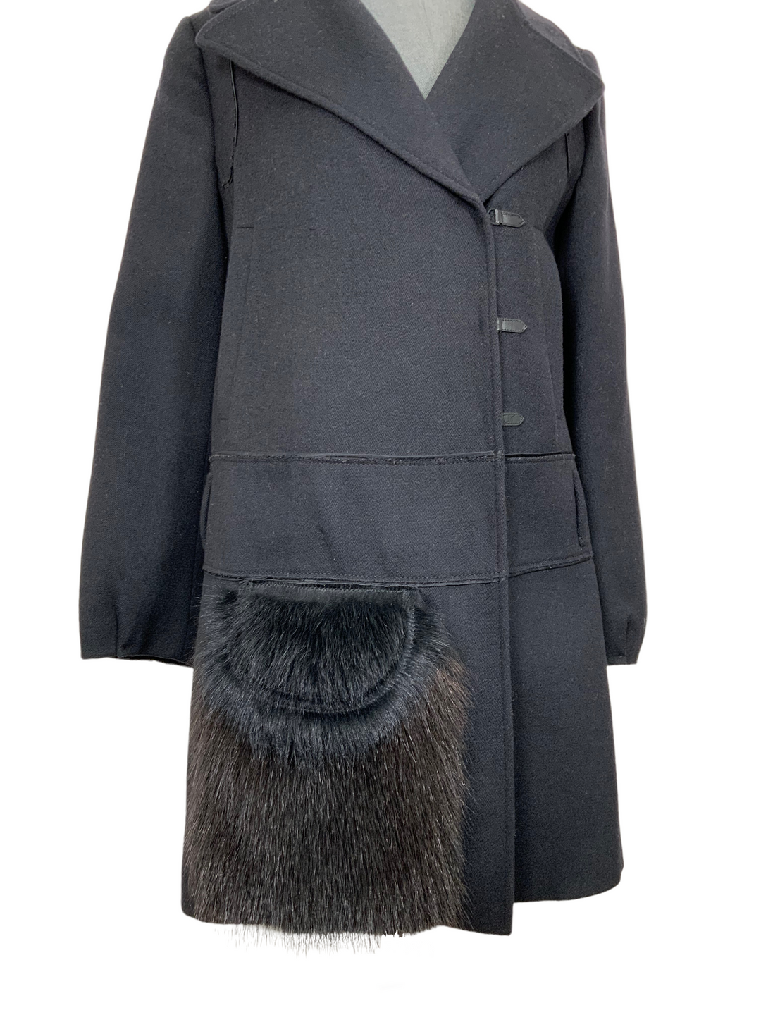99aw archive prada fur nylon wool coat