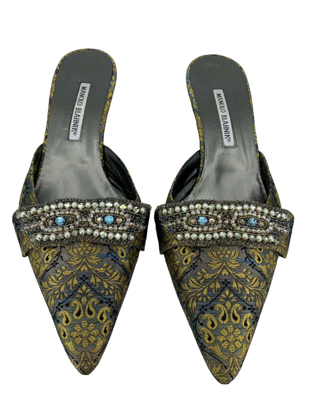 【交渉中】アパルトモン MANOLO BLAHNIK ミュール Manolo Blahnik Printed Jacquard Embellished Pumps Size 11