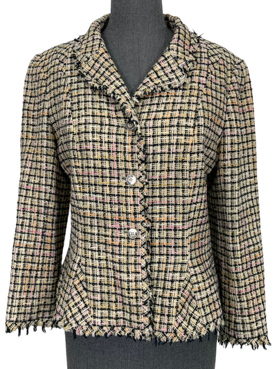 Chanel 03P Frayed Trim Tweed Jacket Size L-Consigned Designs