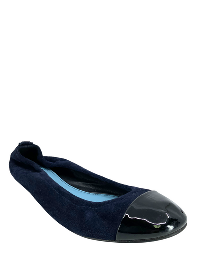 Lanvin Patent Suede Patent Leather Cap-Toe Ballet Flats Size 7.5-Consigned Designs