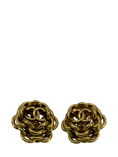 Chanel Vintage CC Logo Chunky Links Clip On Earrings-Consigned Designs