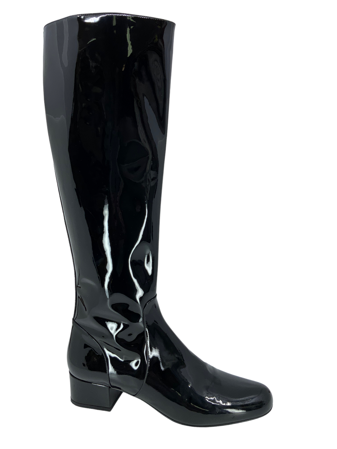 Saint Laurent Patent Leather Mid Calf Boots Size 9 - Consigned Designs