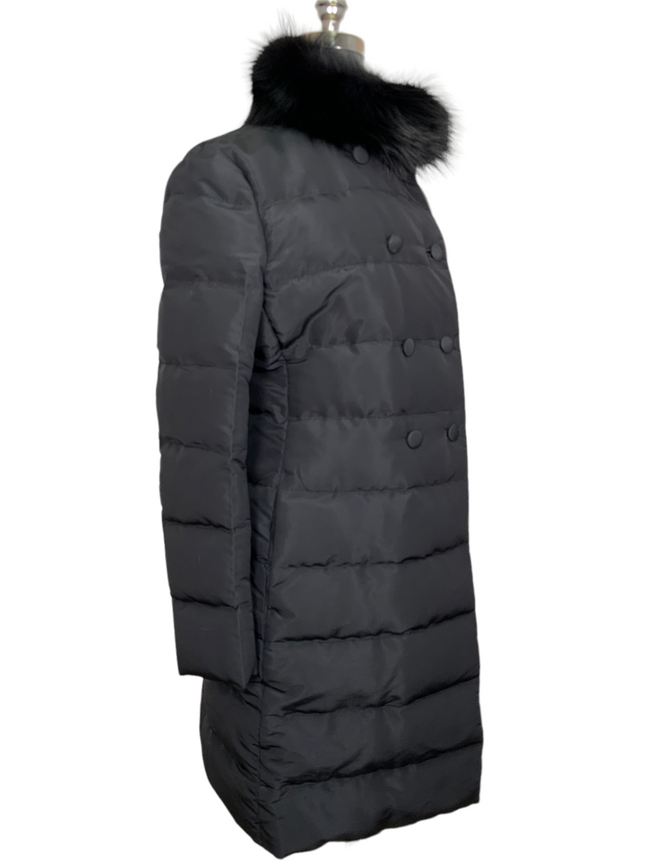 PRADA Puffy Quilted Down Fox Fur Collar Jacket Size L - Consigned