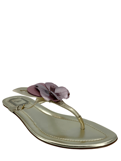 Christian Dior Pensee Flower Thong Sandals Size 10.5-Consigned Designs