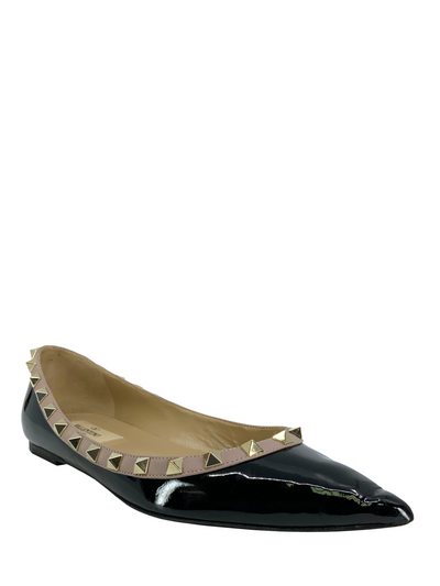 Valentino Patent Leather Rockstud Ballerina Flats Size 6.5-Consigned Designs