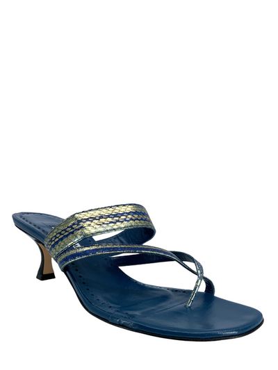 Manolo Blahnik Susa Python Thong Sandals Size 9-Consigned Designs