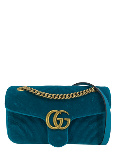Gucci GG Marmont Matelasse Velvet Small Shoulder Bag-Consigned Designs
