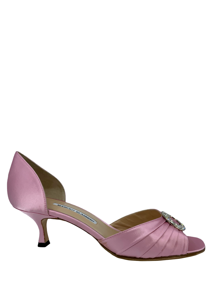 Manolo Blahnik Sedaraby Embellished Satin d'Orsay Pumps Size 10.5 Manolo Blahnik Sedaraby Embellished Satin d'Orsay Pumps Size 10.5