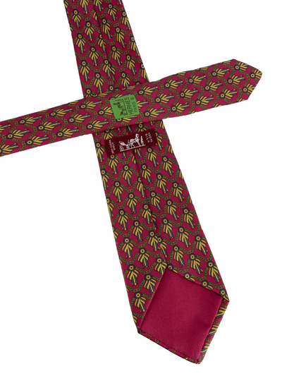 HERMES Ribbon Print Classic Men's Silk Neck Tie-Consigned Designs