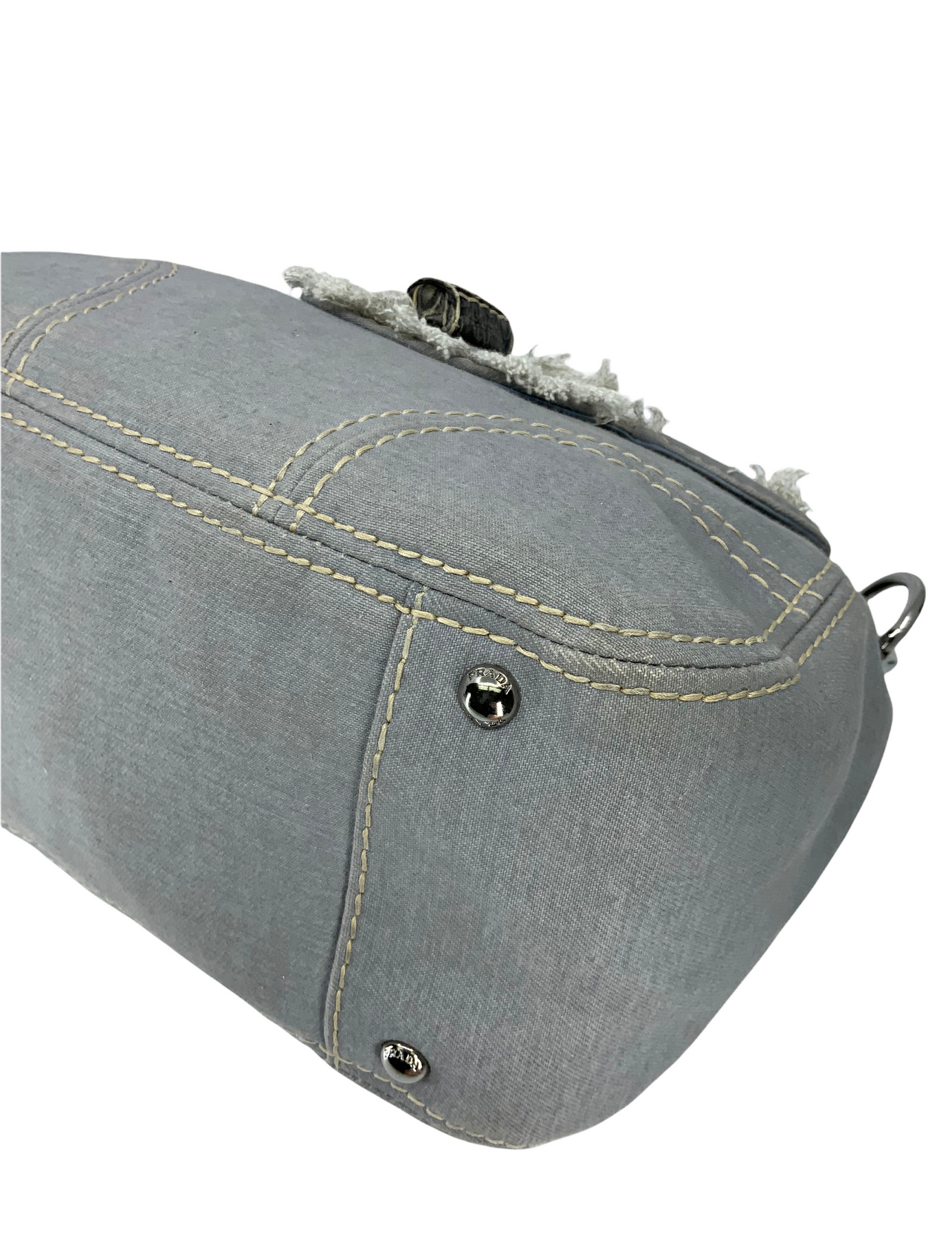 PRADA Denim Pattina Sottospalla Canvas Shoulder Bag Corda 1085900