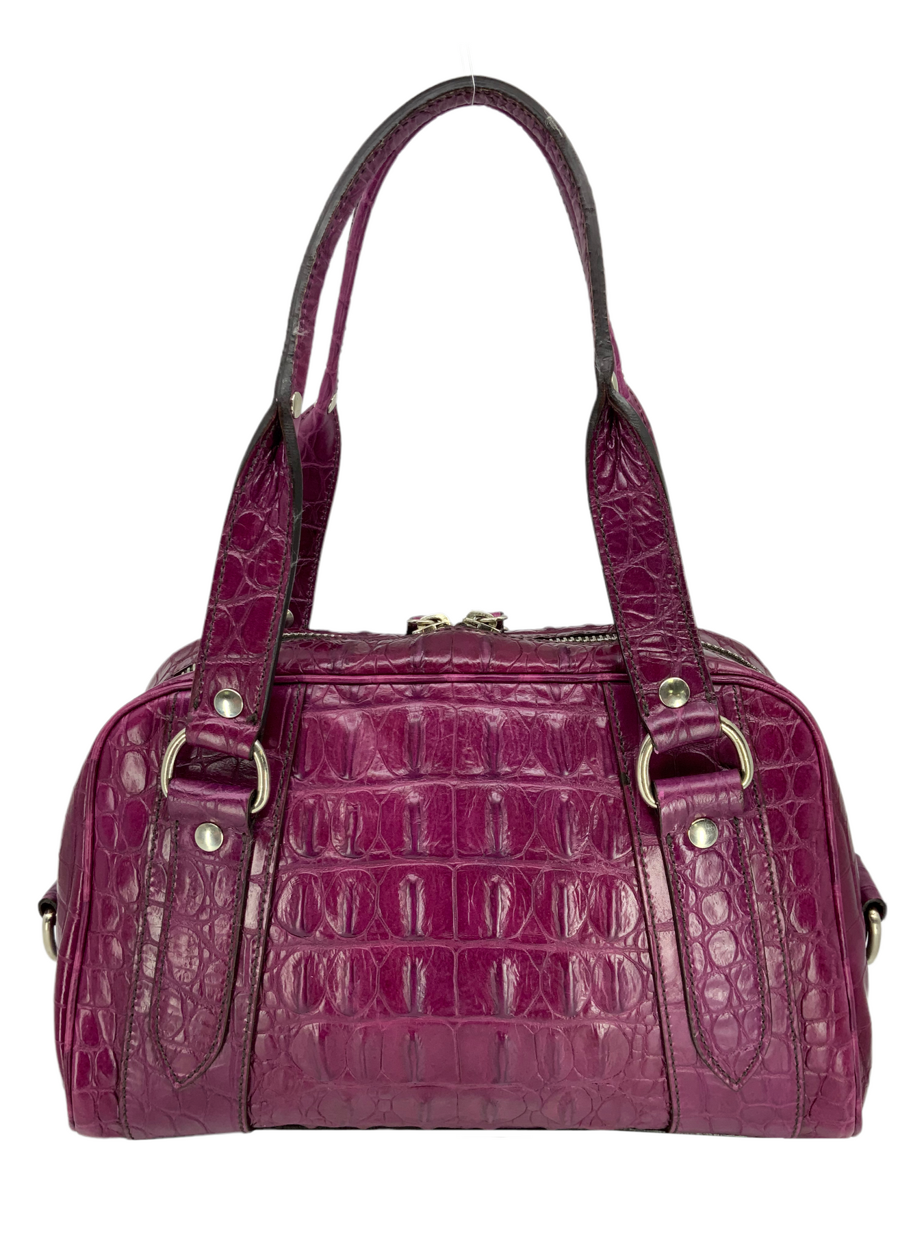 Hermes shoulder handbag, purple crocodile leather