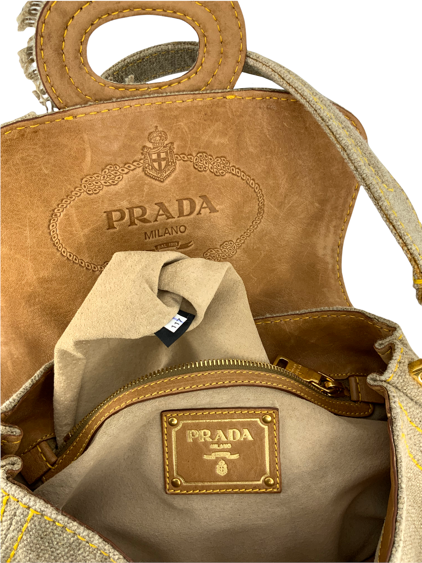Prada Corda Pattina Sottospalla Canvas Shoulder Bag BR4659