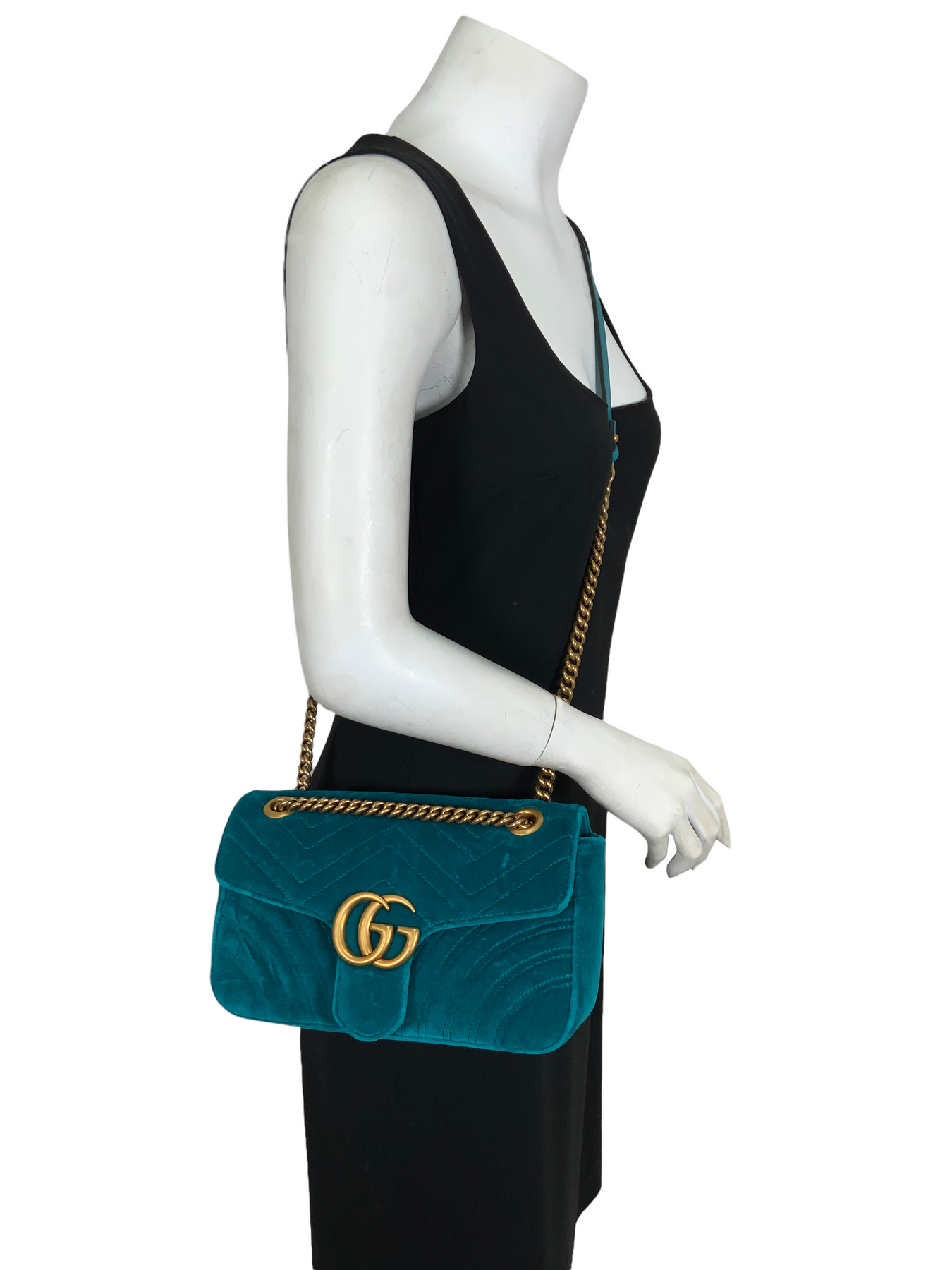 Gucci Matelasse Velvet GG Marmont Small Shoulder Bag (SHF-5JLMQ6) – LuxeDH