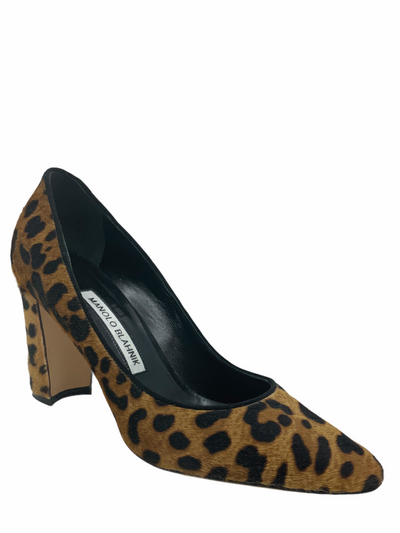 Manolo Blahnik Tucciototo Leopard-Print Calf Hair Pumps Size 7-Consigned Designs