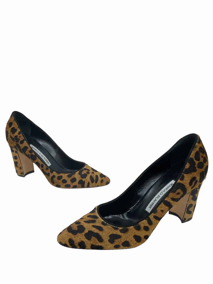 Manolo Blahnik Tucciototo Leopard-Print Calf Hair Pumps Size