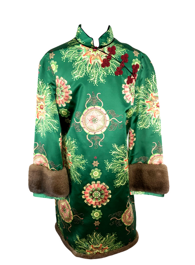 Gucci Printed Silk Cheongsam Dress Size M-Consigned Designs