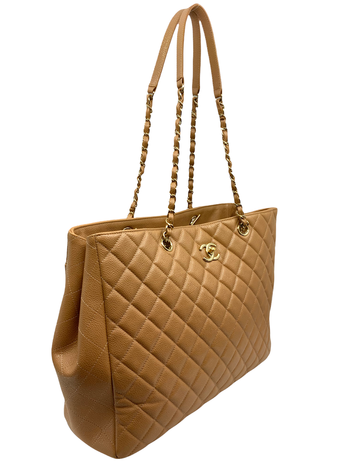CHANEL Caviar Quilted Large City Shopping Tote Beige 150814