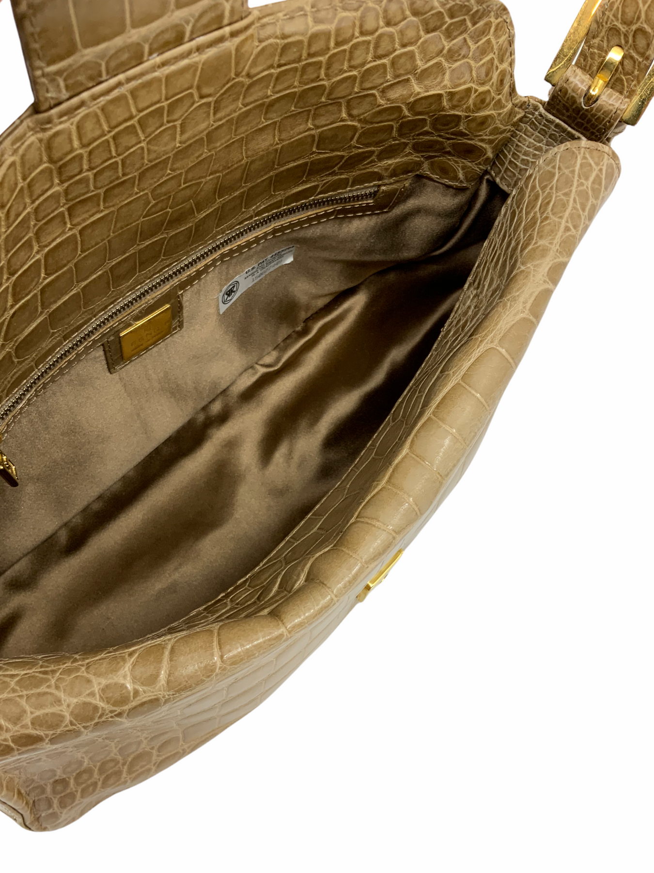 Fendi Black Crocodile Gecko Mama Baguette Flap Bag Leather ref