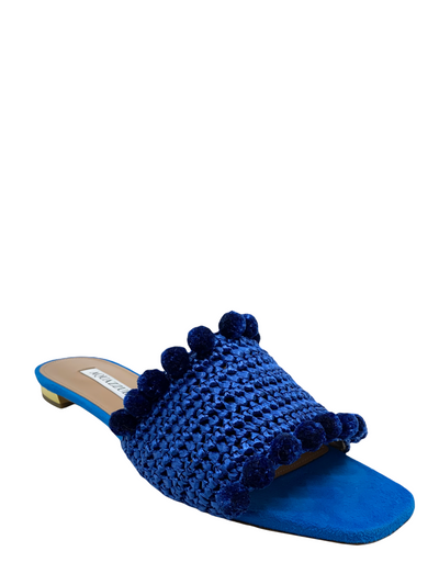 Aquazzura Woven Pom Pom Slide Sandals Size 7.5-Consigned Designs
