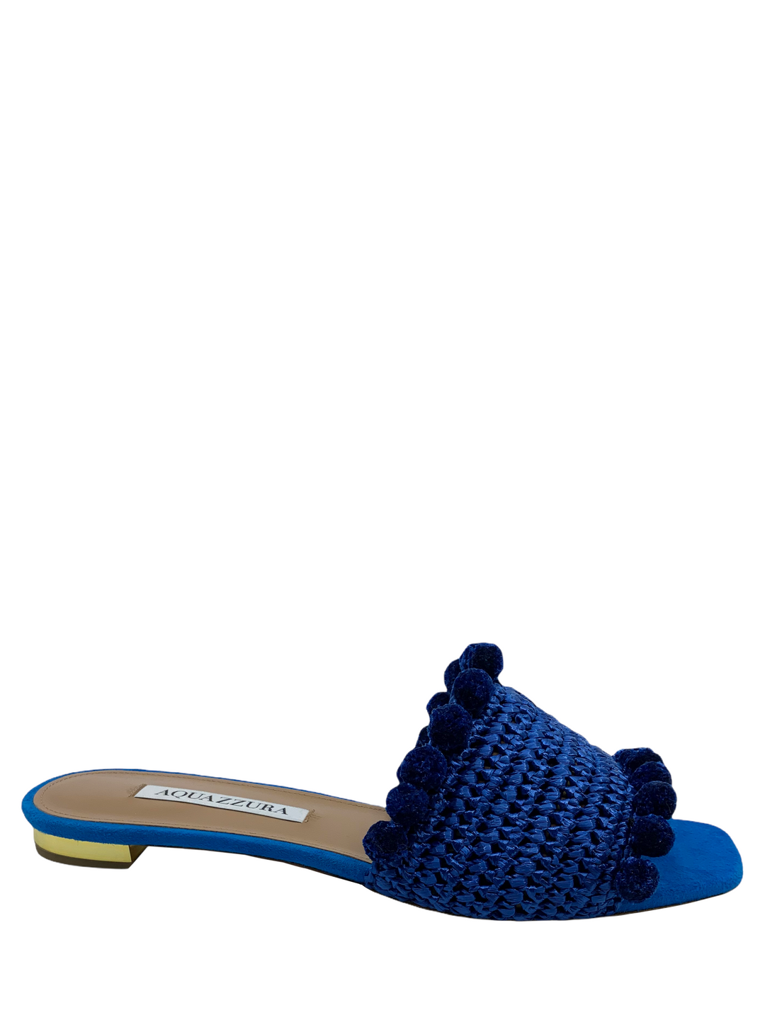 【関税・送料込み】AQUAZZURA SANDALS Aquazzura Woven Pom Pom Slide Sandals Size 7.5 - Consigned
