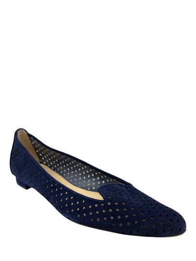 Manolo Blahnik Perforated Suede Skimmer Flat Size 8.5 NEW-Consigned Designs