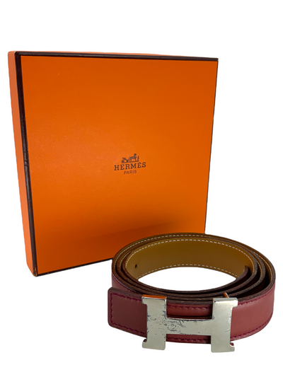 Hermes Leather Reversible Constance H Belt 24mm Size 80-Consigned Designs