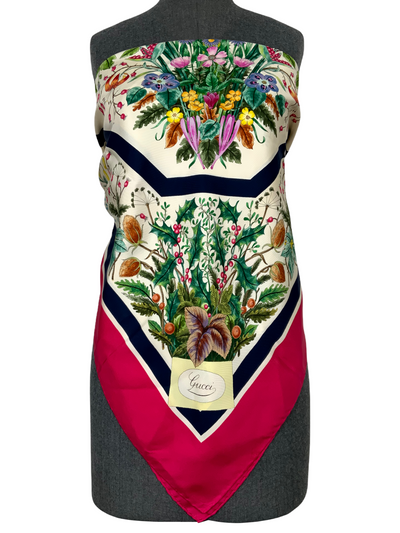 Gucci Flora Print Silk Twill Scarf-Consigned Designs