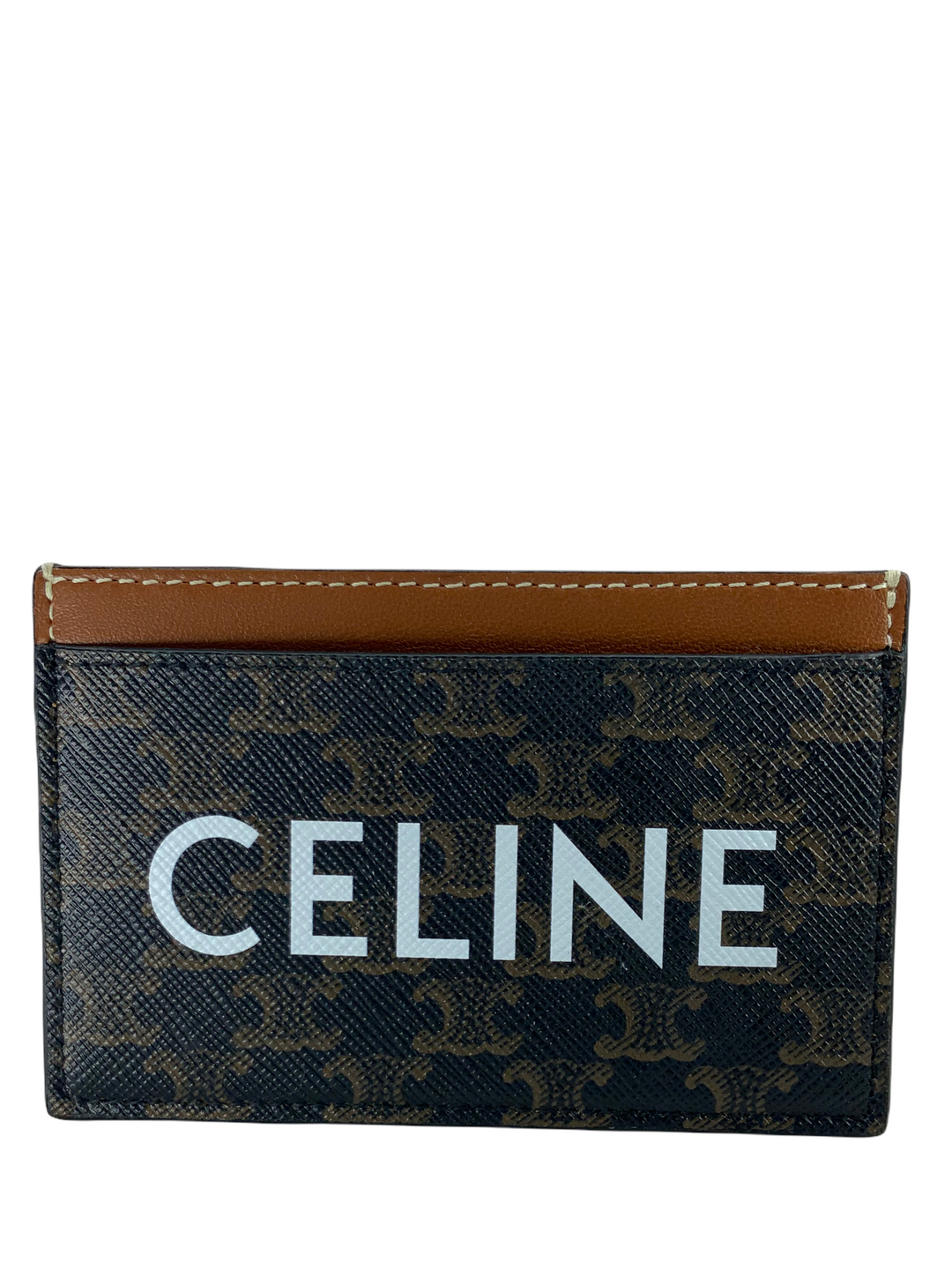 CELINE ブランドロゴ タイトスカート プレートアーカイブ 90s Celine Triomphe Canvas Logo Card Holder - Consigned Designs