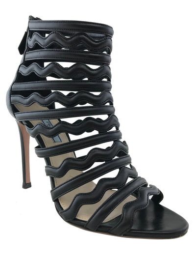 Prada Leather Strappy Caged Heeled Sandals Size 8-Consigned Designs