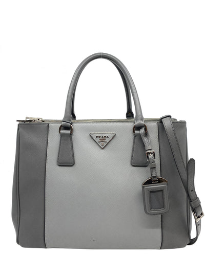 Prada Saffiano Bicolor Double Zip Tote Bag-Consigned Designs