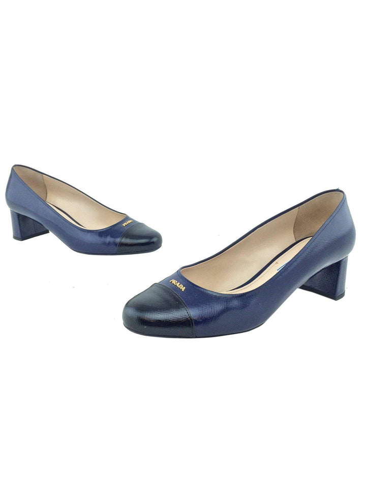 Prada Vernice Saffiano Cap Toe Pumps Size 9 | IT39 Prada Vernice Saffiano Cap Toe Pumps Size 9 | IT39