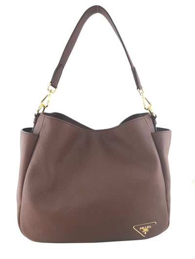 Prada Vitello Daino Leather Side-Pocket Hobo Bag-Consigned Designs