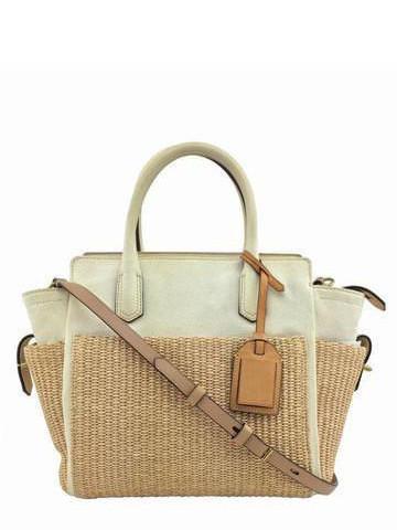 Reed Krakoff Atlantique Straw Leather Colorblock Tote Bag-Consigned Designs