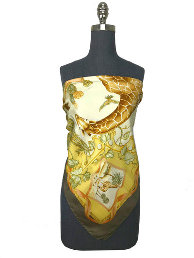 Salvatore Ferragamo Giraffe Print Silk Scarf-Consigned Designs