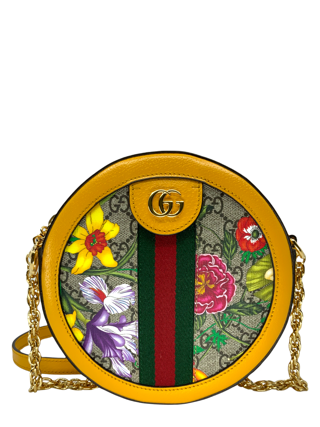 GUCCI Garden オルゴール（再販ナシ） Gucci GG Supreme Flora Web Mini Ophidia Round Shoulder Bag NEW