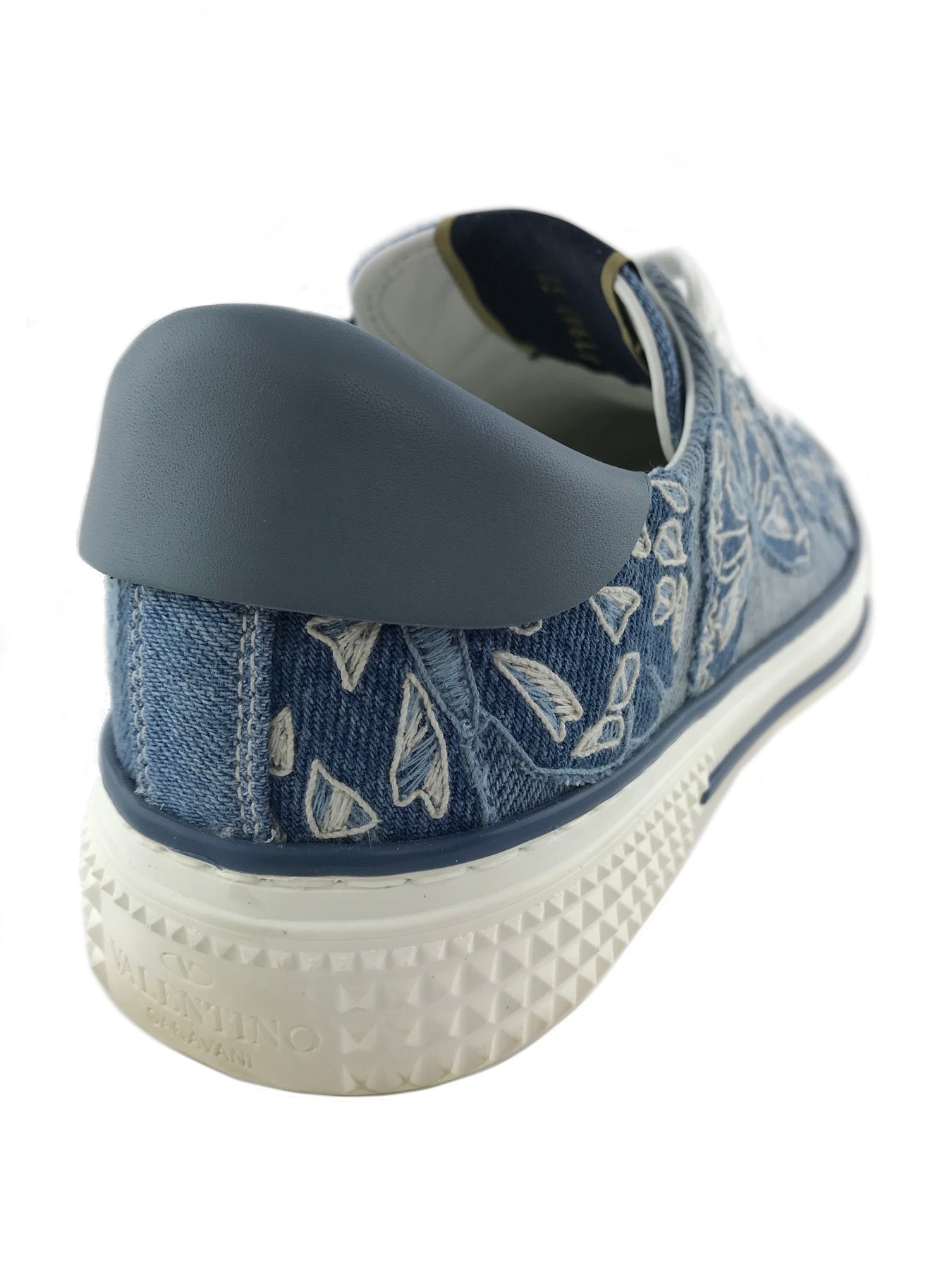 Valentino Butterfly Embroidered Denim Sneakers Size 8.5 Consigned Designs