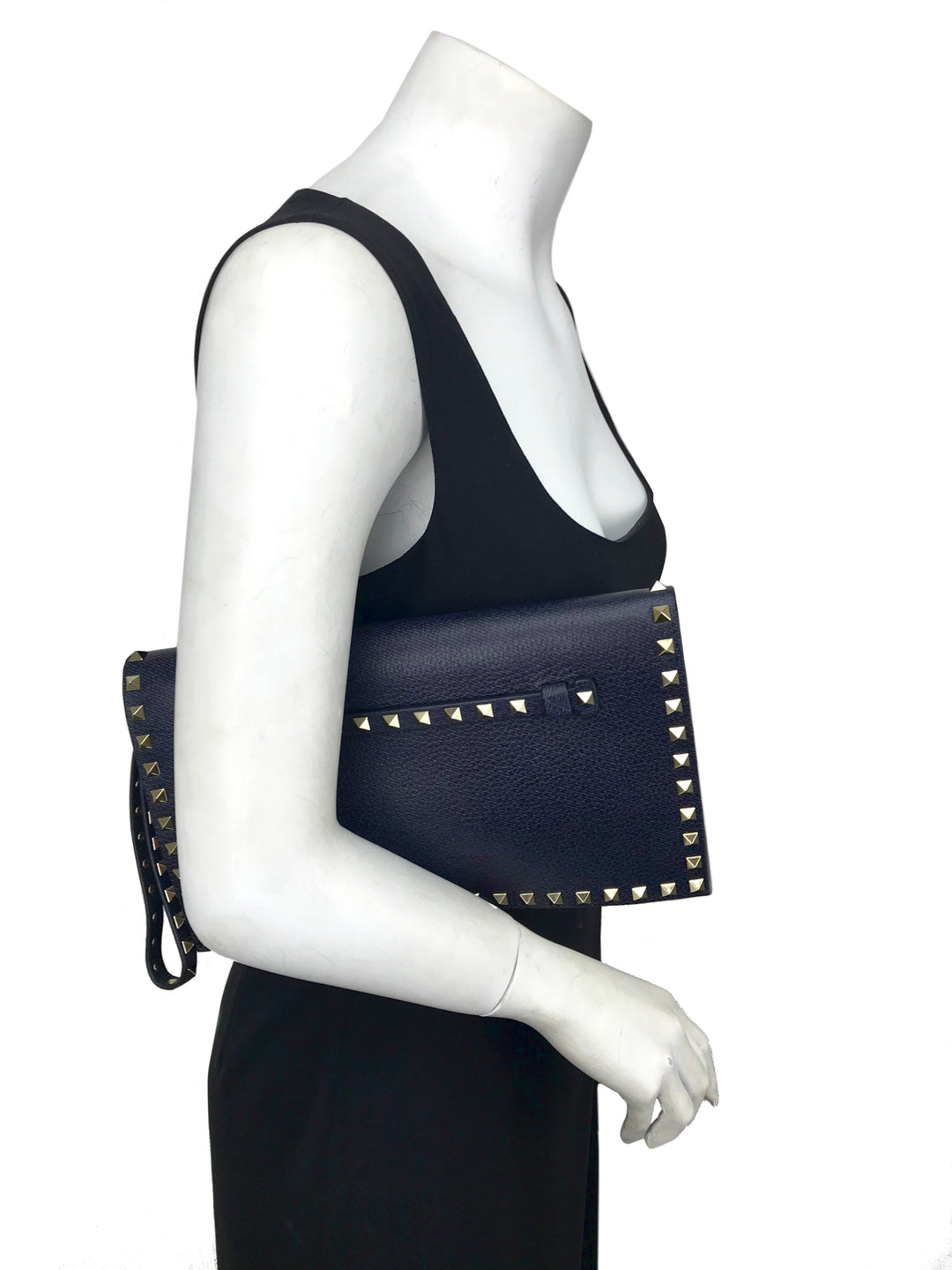 Valentino Leather Rockstud Wristlet Clutch Bag - Consigned