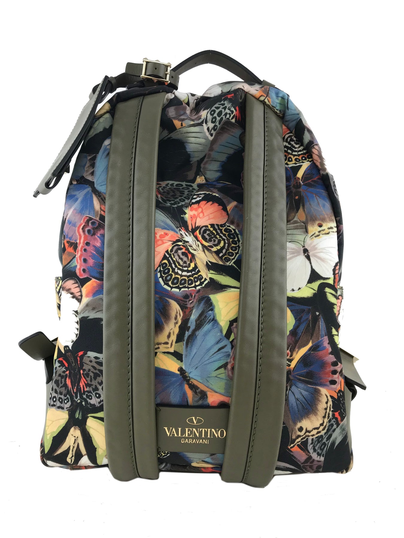 Valentino Garavani 'mariposa' Butterfly Camouflage Print Backpack In Army  Green