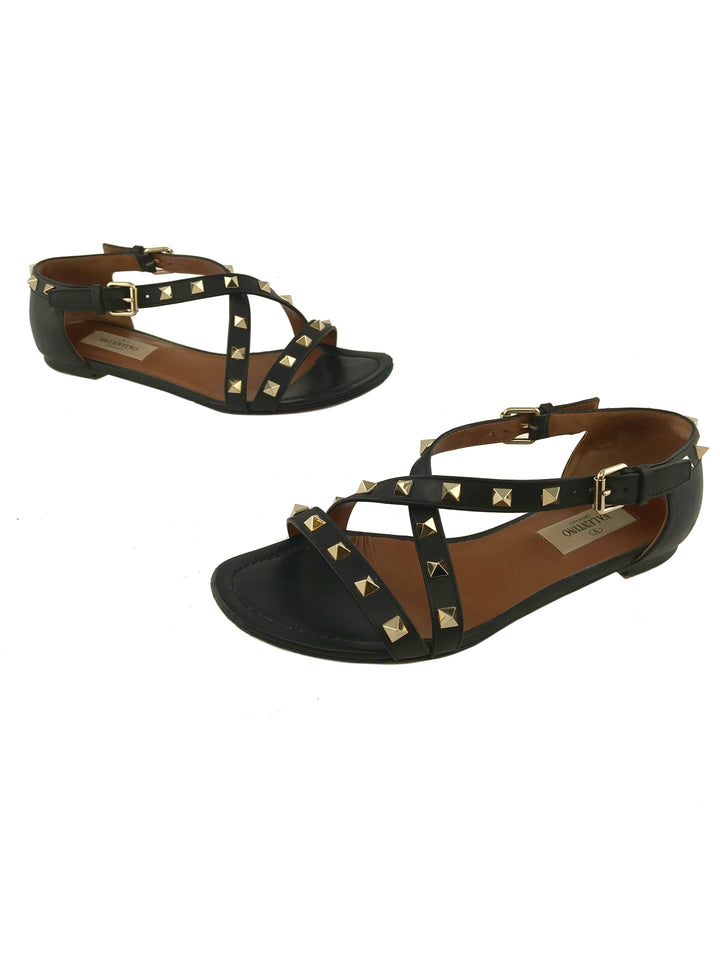 【Valentino】ROCKSTUD SANDAL◆6W2S0KW8BAE Rockstud Metallic Calfskin Leather Slide Sandal 60 Mm for