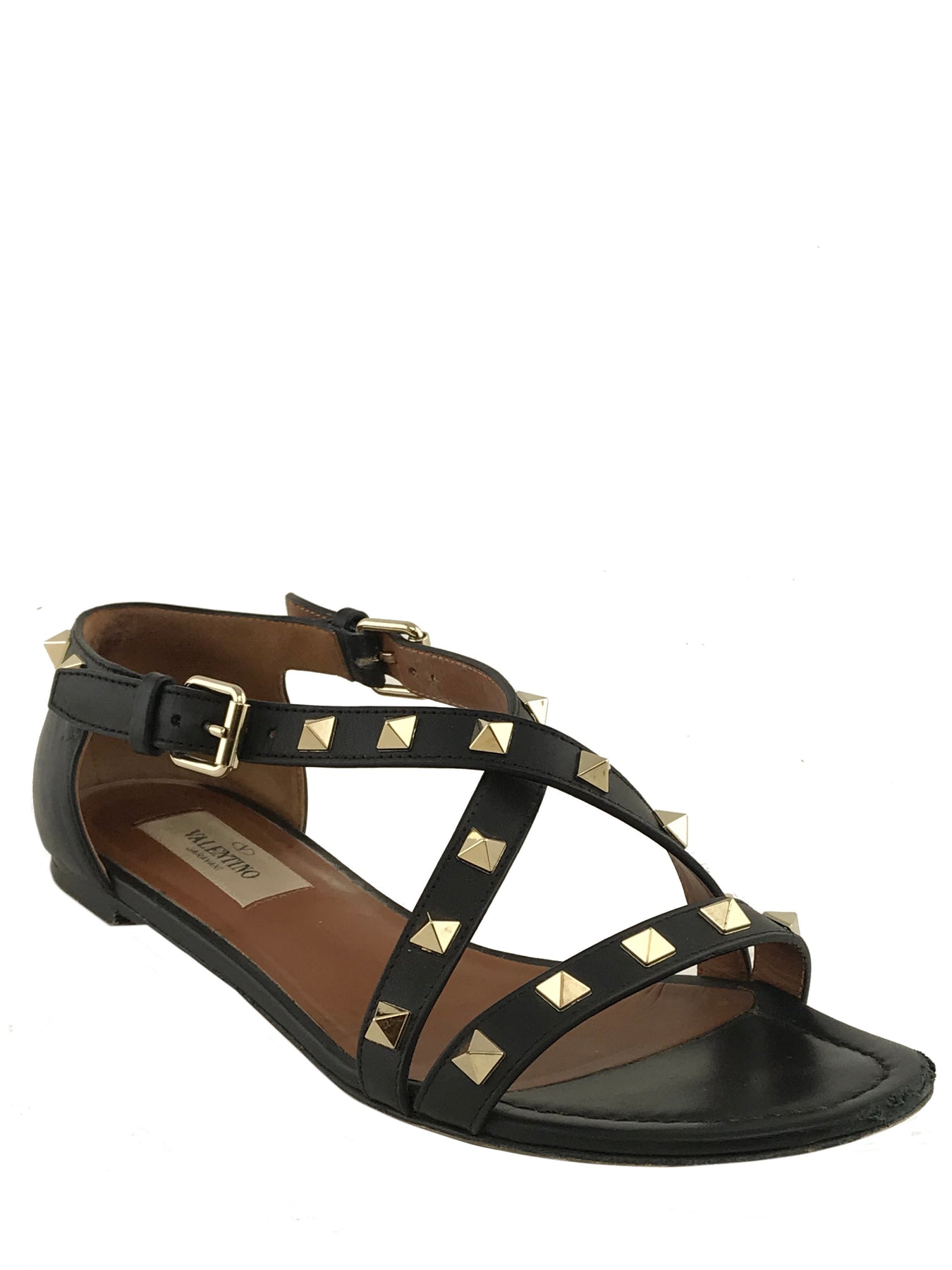 Valentino Rockstud Crisscross Flat Sandals Size 6.5 - Consigned Designs