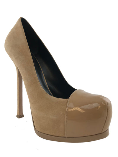 Yves Saint Laurent YSL Tribtoo Suede Platform Pumps Size 9-Consigned Designs