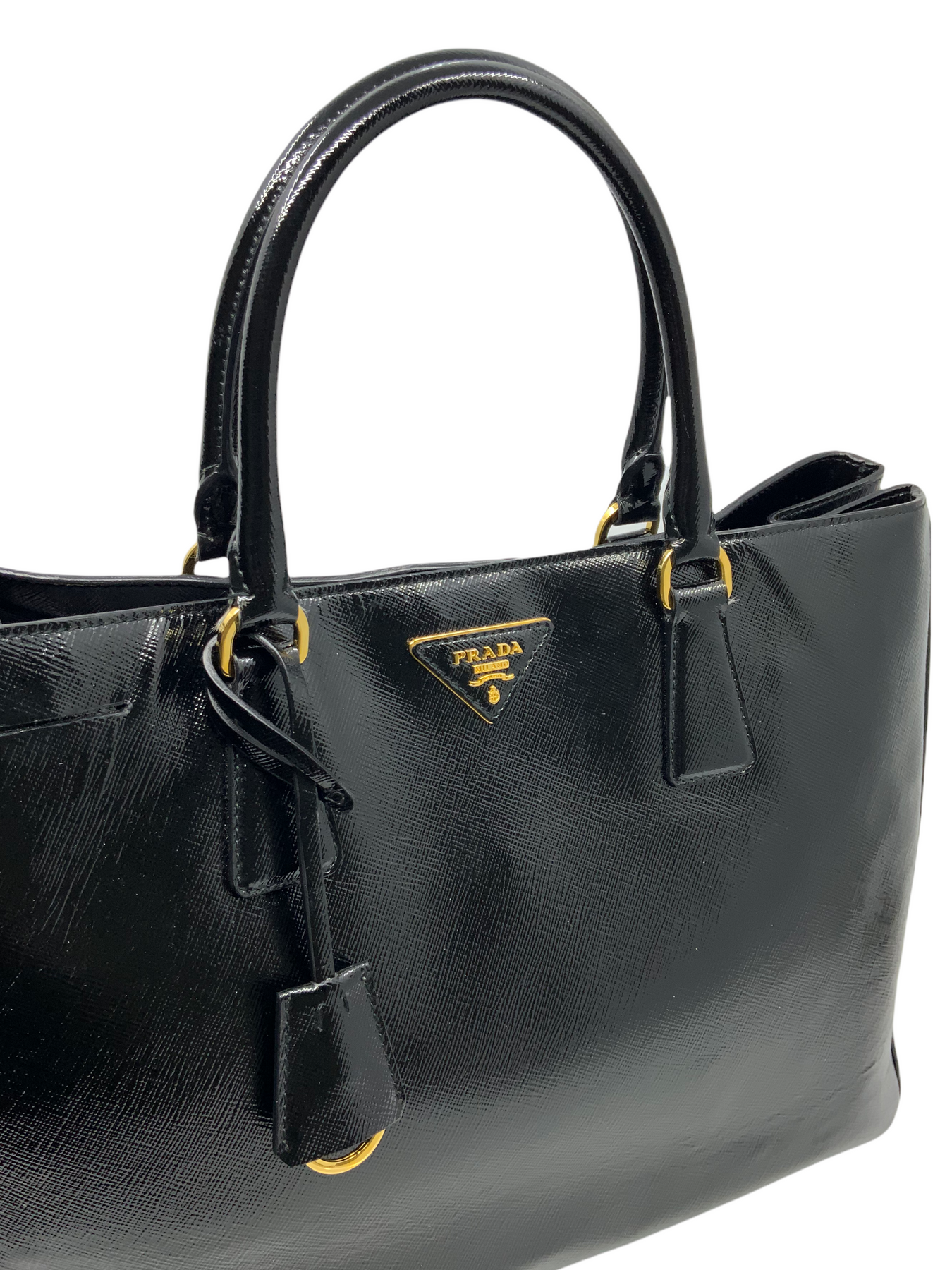 Prada Pattina Patent Saffiano Leather Shoulder Bag