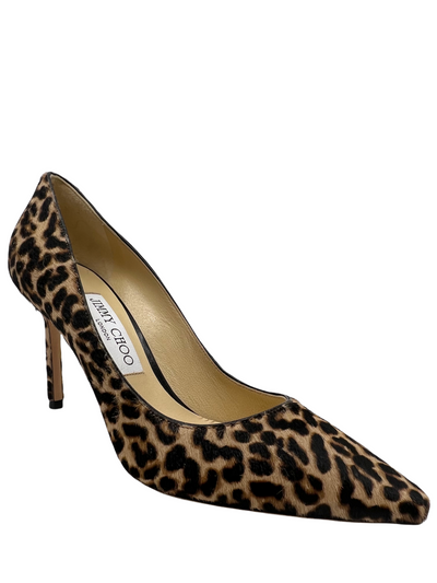 Jimmy Choo Romy Leopard Print Calf Hair Pumps Size 7.5-Consigned Designs