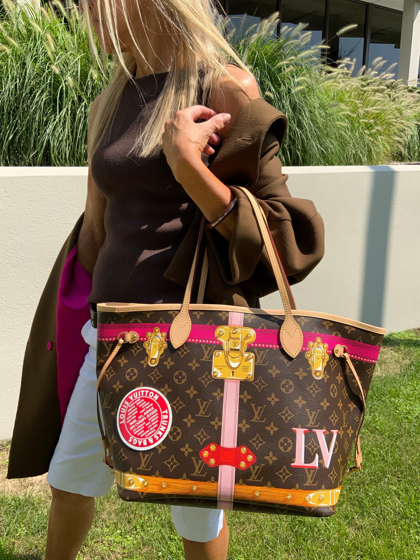 Brown Louis Vuitton Monogram Summer Trunks Neverfull MM Tote Bag